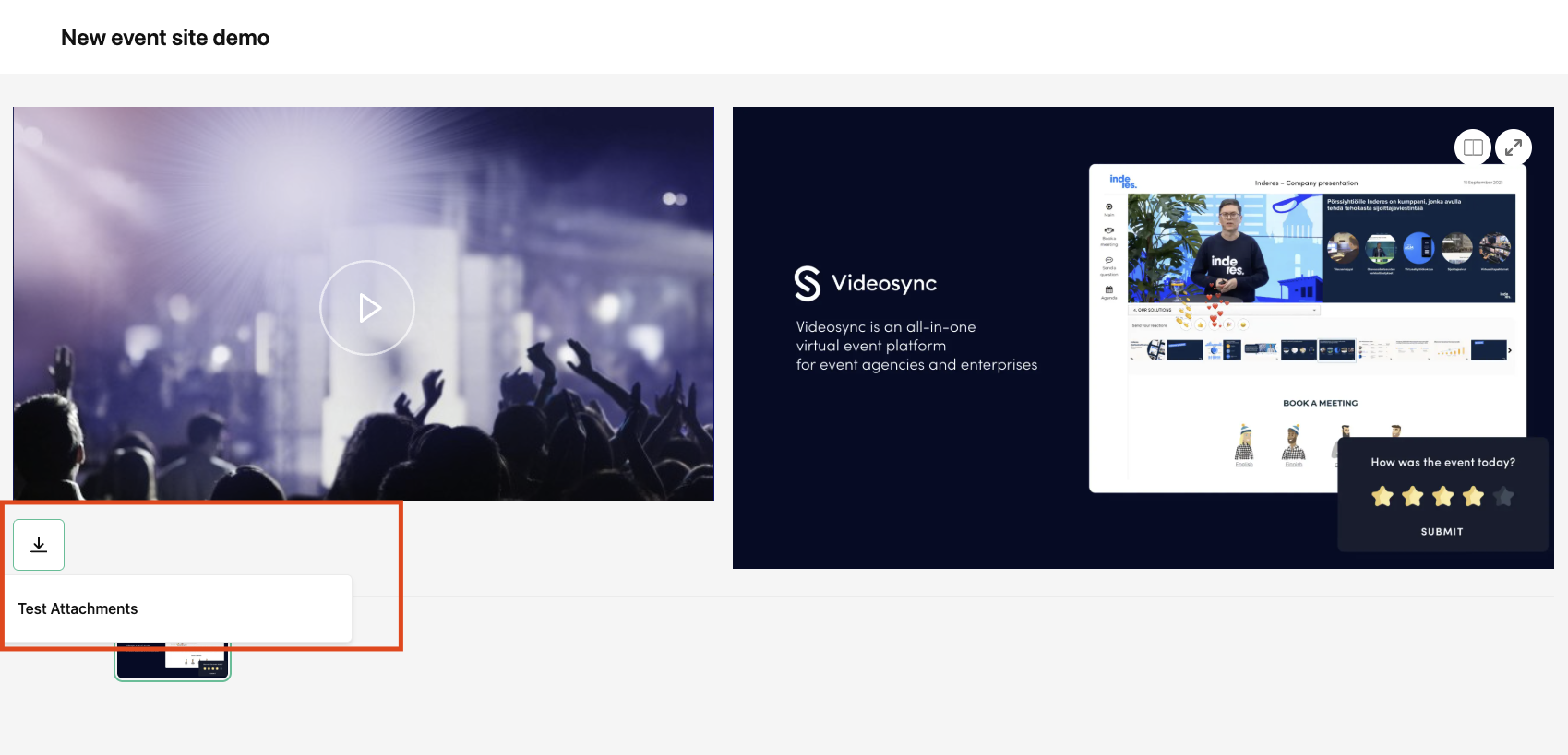 Attachment shown below the video player